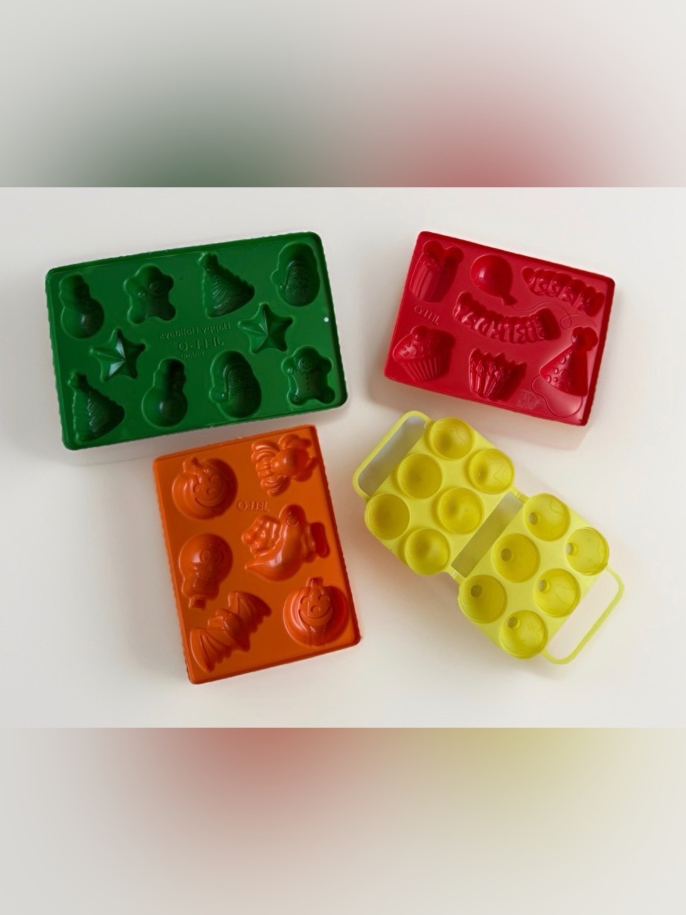 Vintage JELL-O Holiday Molds Lot of 4 Egg Easter Christmas Halloween Birthday